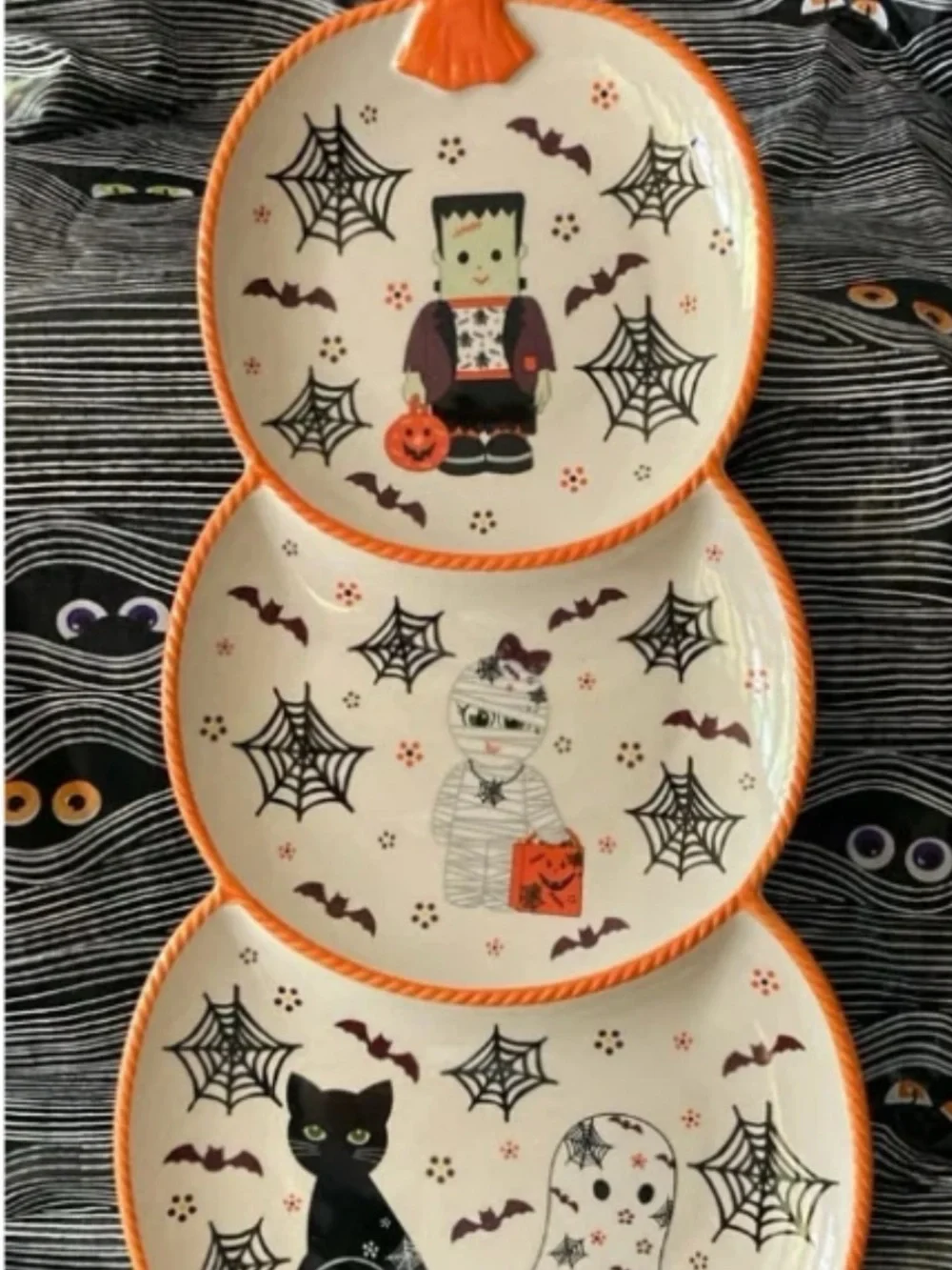 Temp-tations Seasonal Stacked Figural Pumpkin Platter Halloween Boofetti
